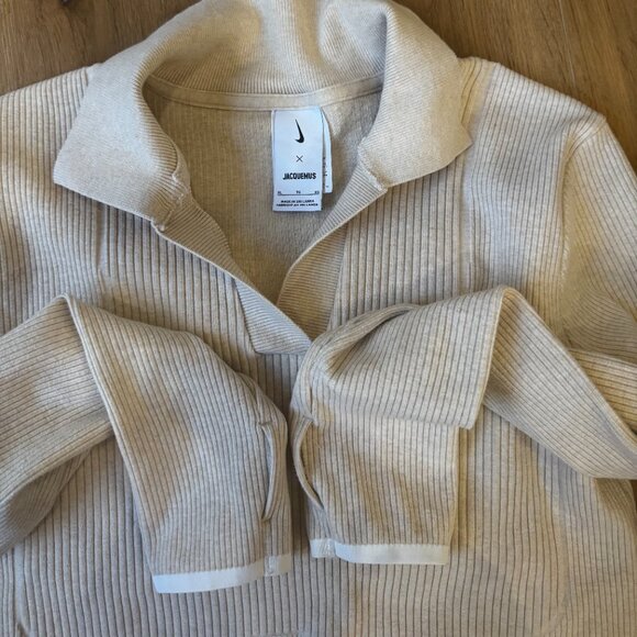 🔥 Nike x Jacquemus Polo Shirt XL  Streetwear Collab Hype Drop Neutral Beige 🔥 - Picture 5 of 16